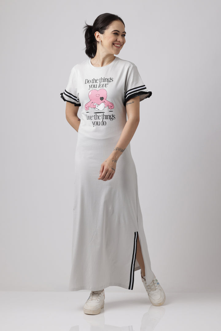 Snooze Oyester Mushroom long night dress for women