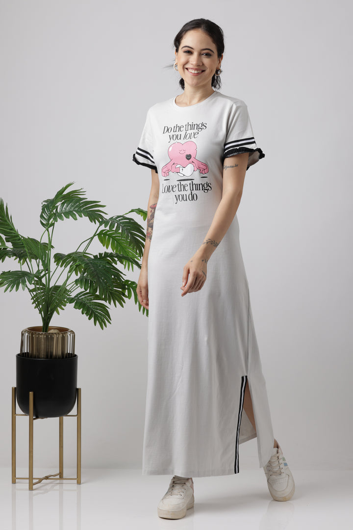 Snooze Oyester Mushroom long night dress for women