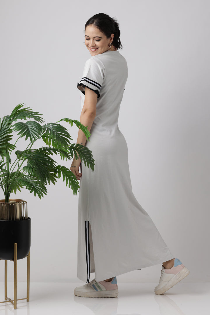 Snooze Oyester Mushroom long night dress for women