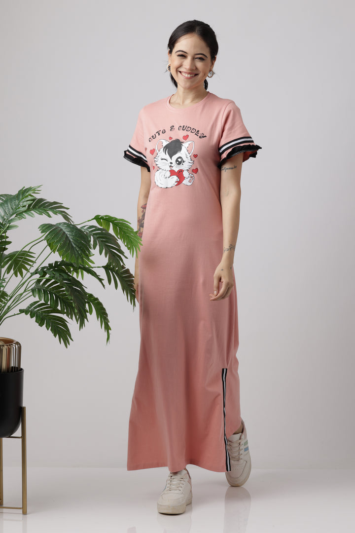 Snooze Style Dress Rose Tan Comfortable Night dress