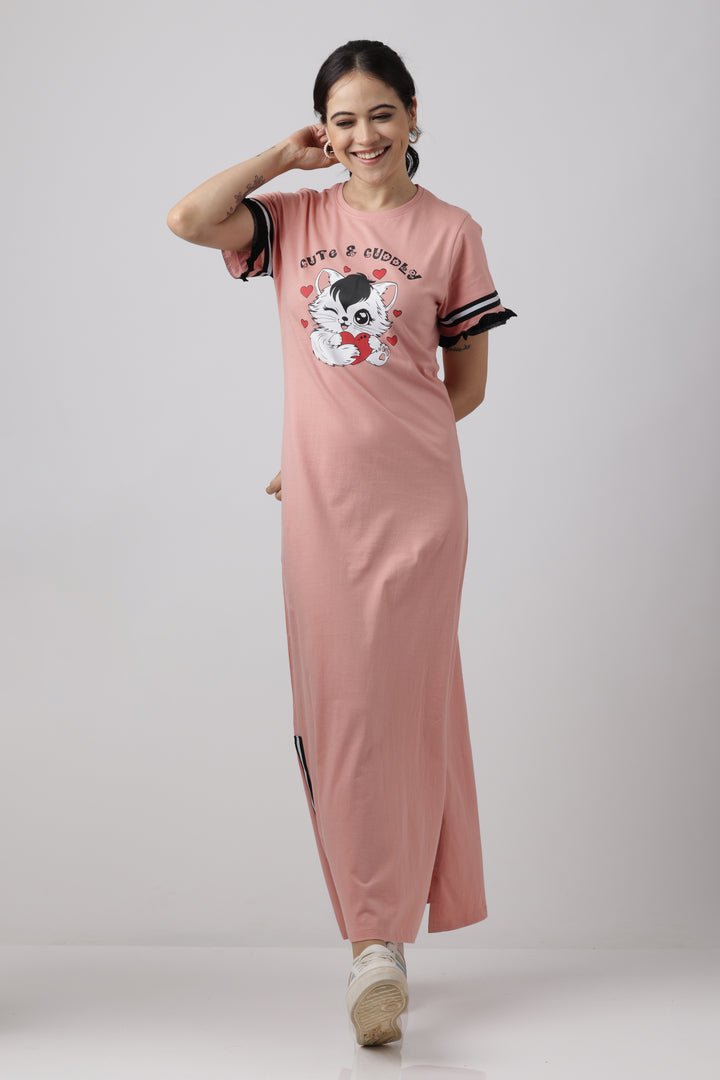 Snooze Style Dress Rose Tan Comfortable Night dress