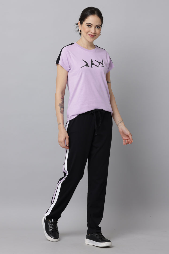 Orchid Bloom T Shirt and Pant Set for Ladies