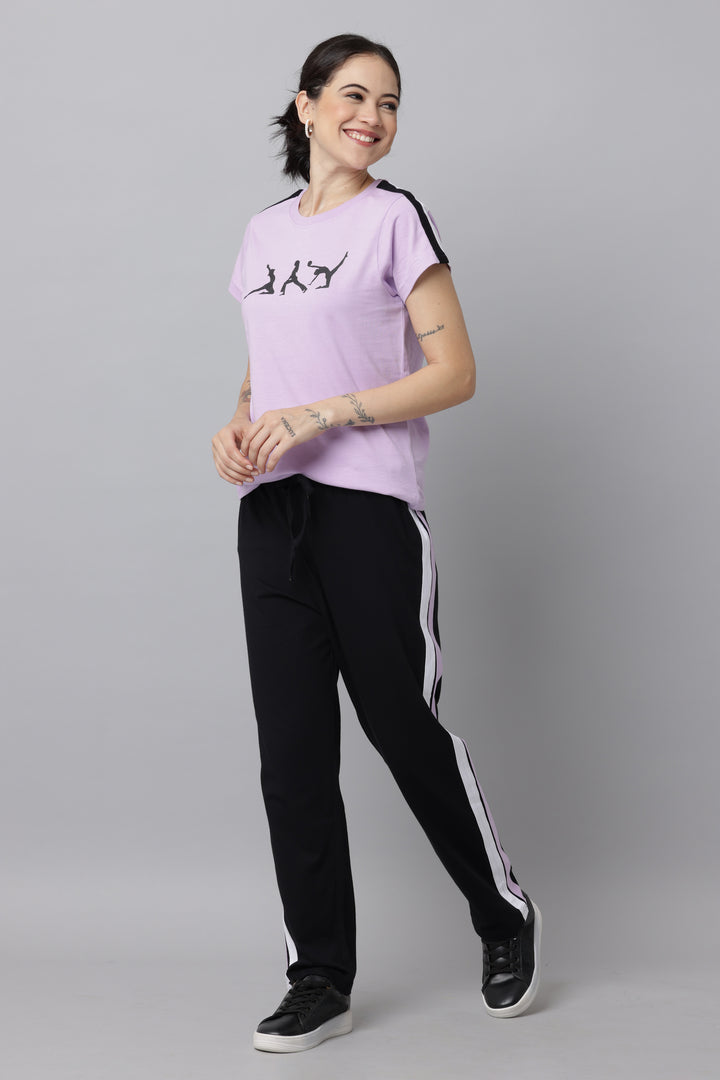 Orchid Bloom T Shirt and Pant Set for Ladies