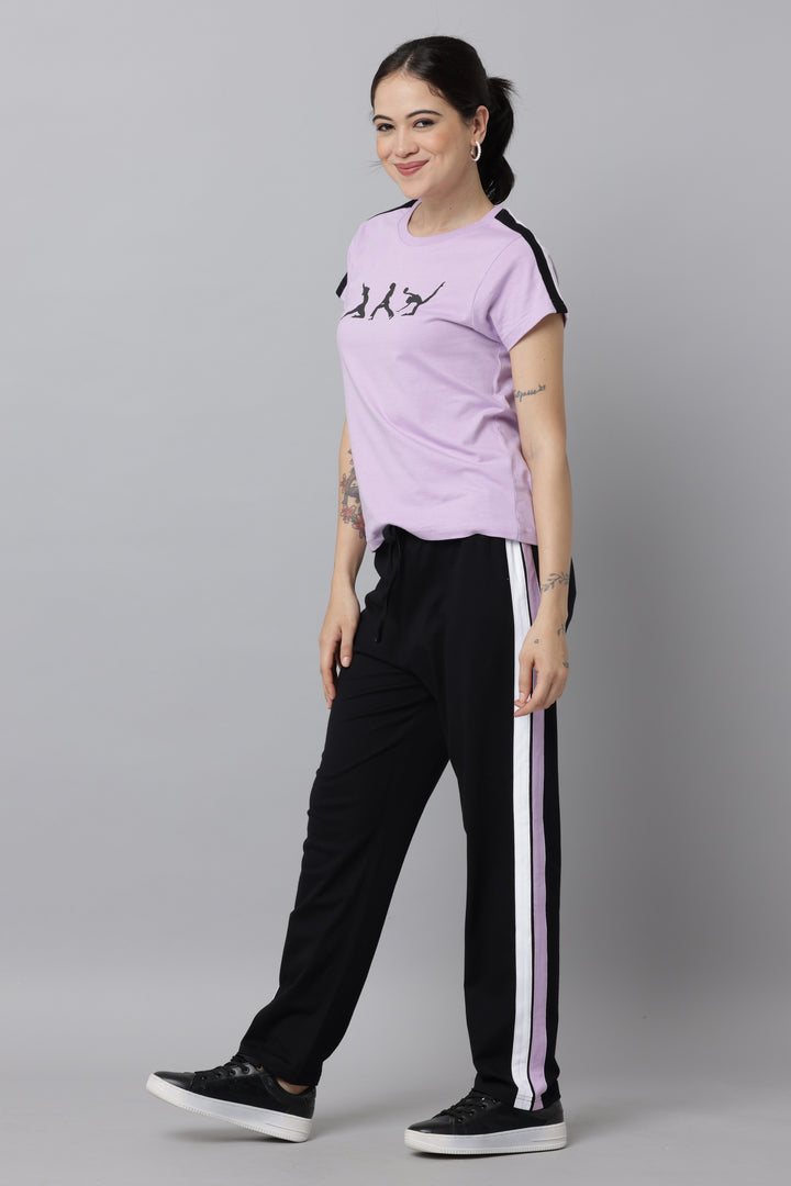 Orchid Bloom T Shirt and Pant Set for Ladies