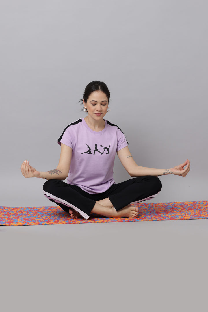 Orchid Bloom T Shirt and Pant Set for Ladies