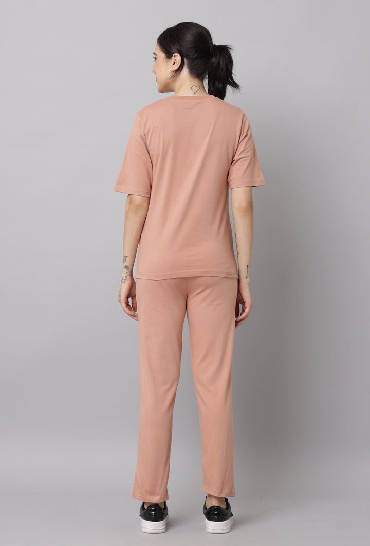 Cafe Creme Half Sleeve Co Ord Set for Women