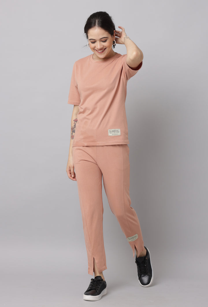 Cafe Creme Half Sleeve Co Ord Set for Women