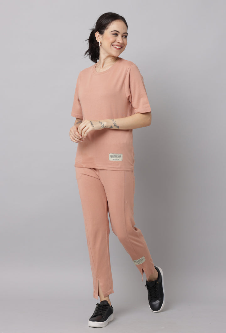 Cafe Creme Half Sleeve Co Ord Set for Women