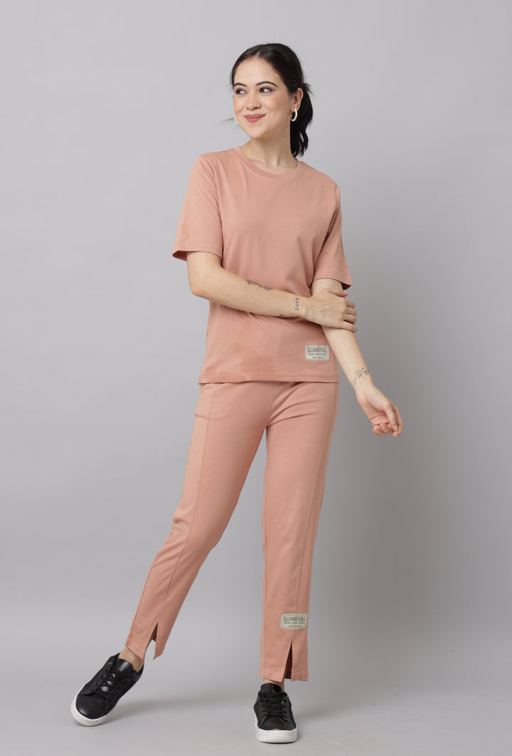 Cafe Creme Half Sleeve Co Ord Set for Women