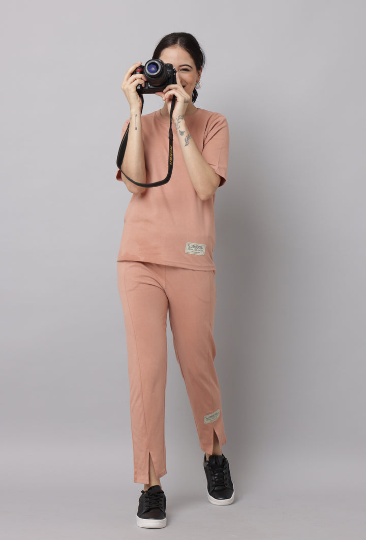 Cafe Creme Half Sleeve Co Ord Set for Women