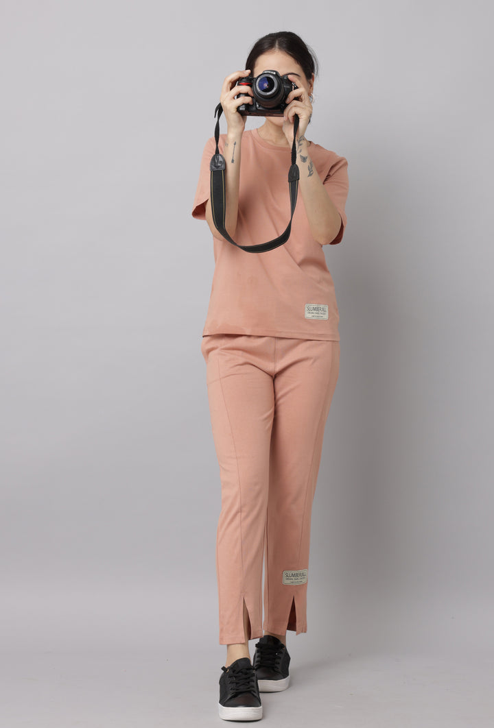 Cafe Creme Half Sleeve Co Ord Set for Women