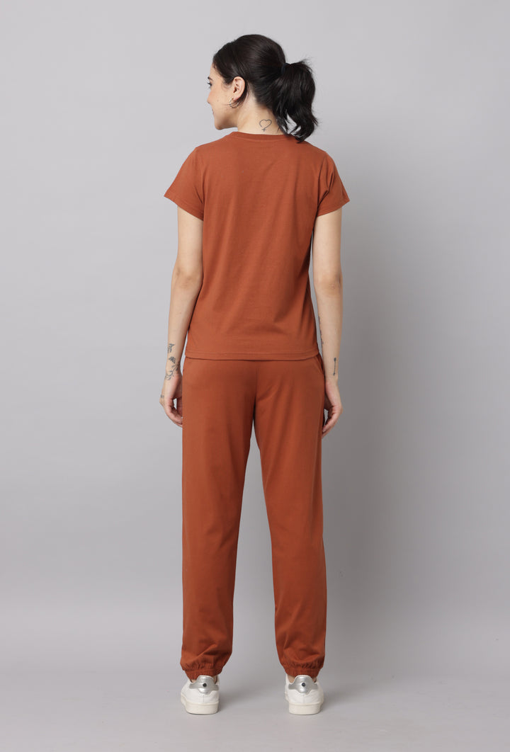 Comfortable Rust Brown Co Ord Set for Women