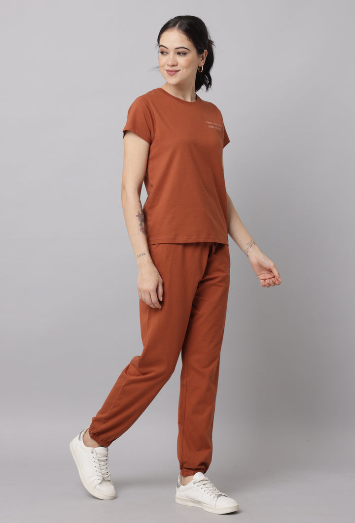 Comfortable Rust Brown Co Ord Set for Women
