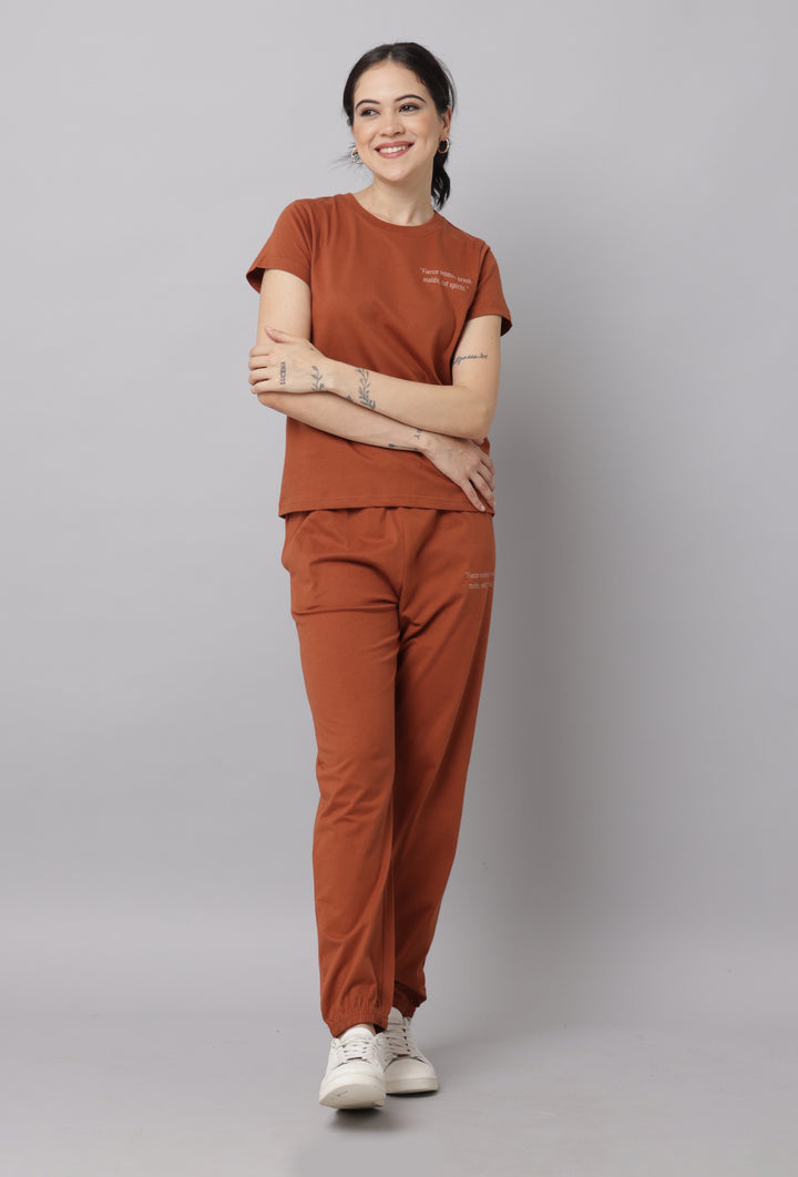 Comfortable Rust Brown Co Ord Set for Women