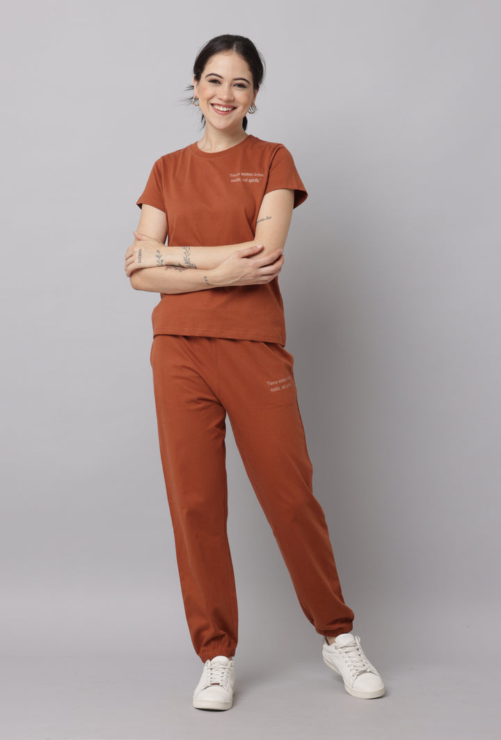 Comfortable Rust Brown Co Ord Set for Women
