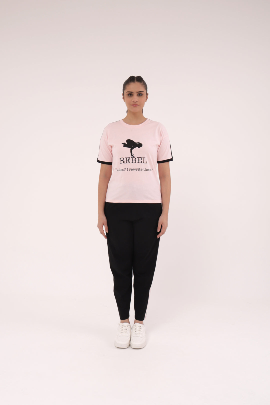 Slumber Jill Active Comfort Black & Pink Cotton Jersey Coord Set