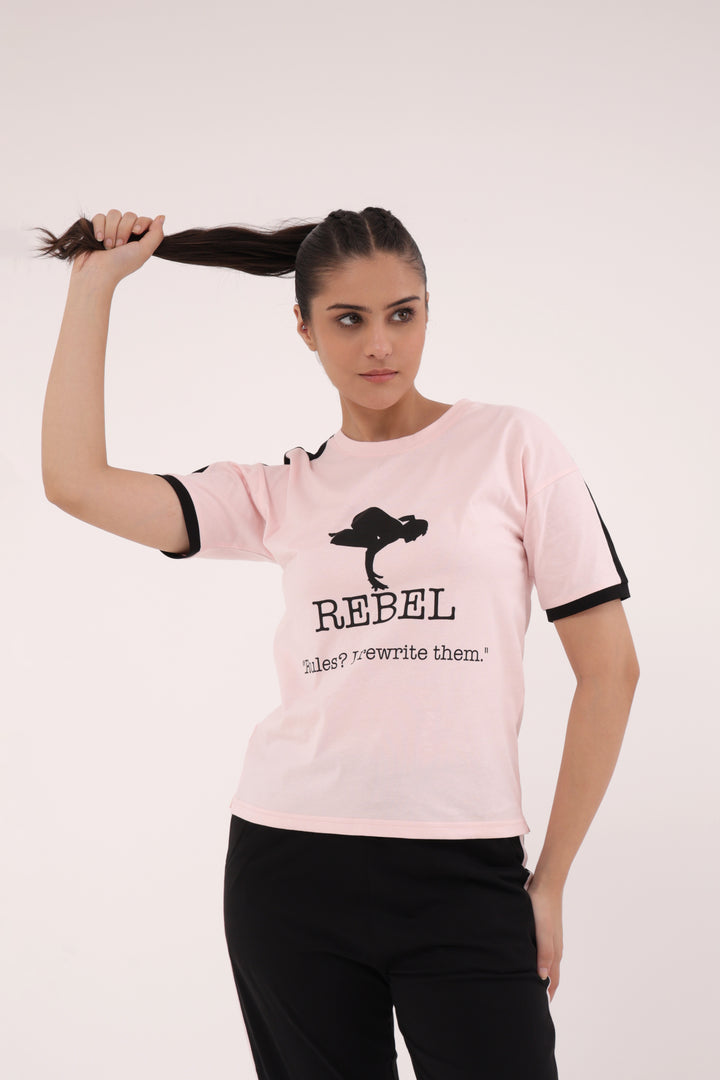 Slumber Jill Active Comfort Black & Pink Cotton Jersey Coord Set