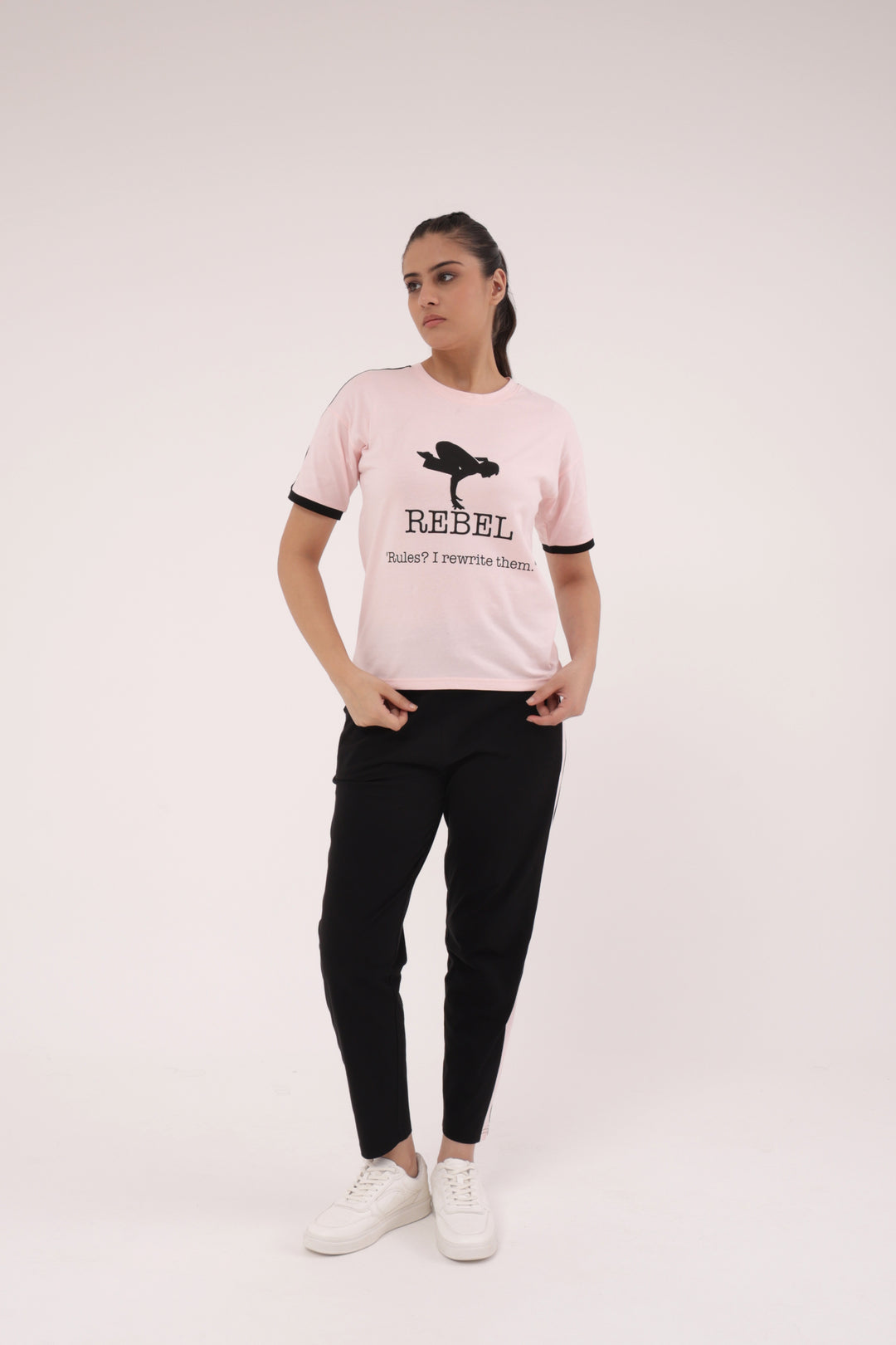 Slumber Jill Active Comfort Black & Pink Cotton Jersey Coord Set