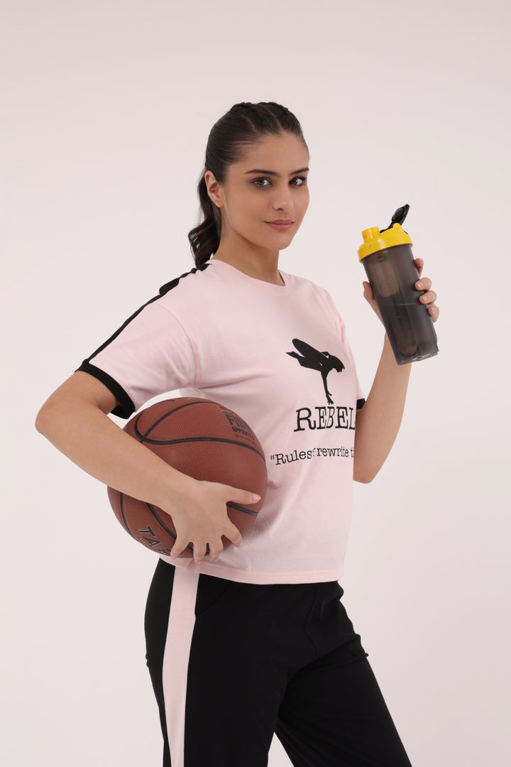 Slumber Jill Active Comfort Black & Pink Cotton Jersey Coord Set