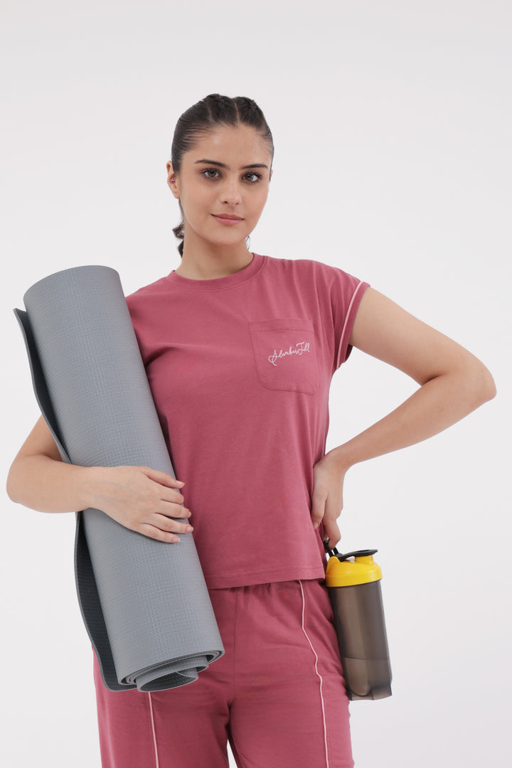 Slumber Jill Everyday Comfort Mauve Wood Cotton Jersey Coord Set