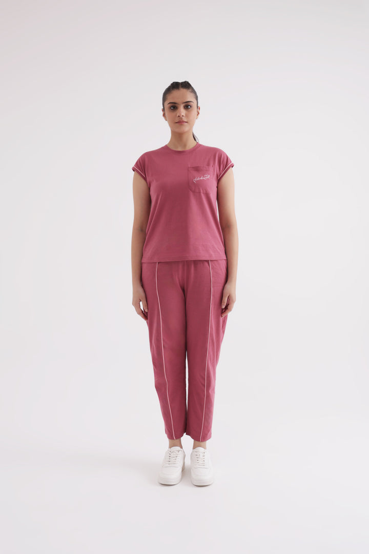 Slumber Jill Everyday Comfort Mauve Wood Cotton Jersey Coord Set