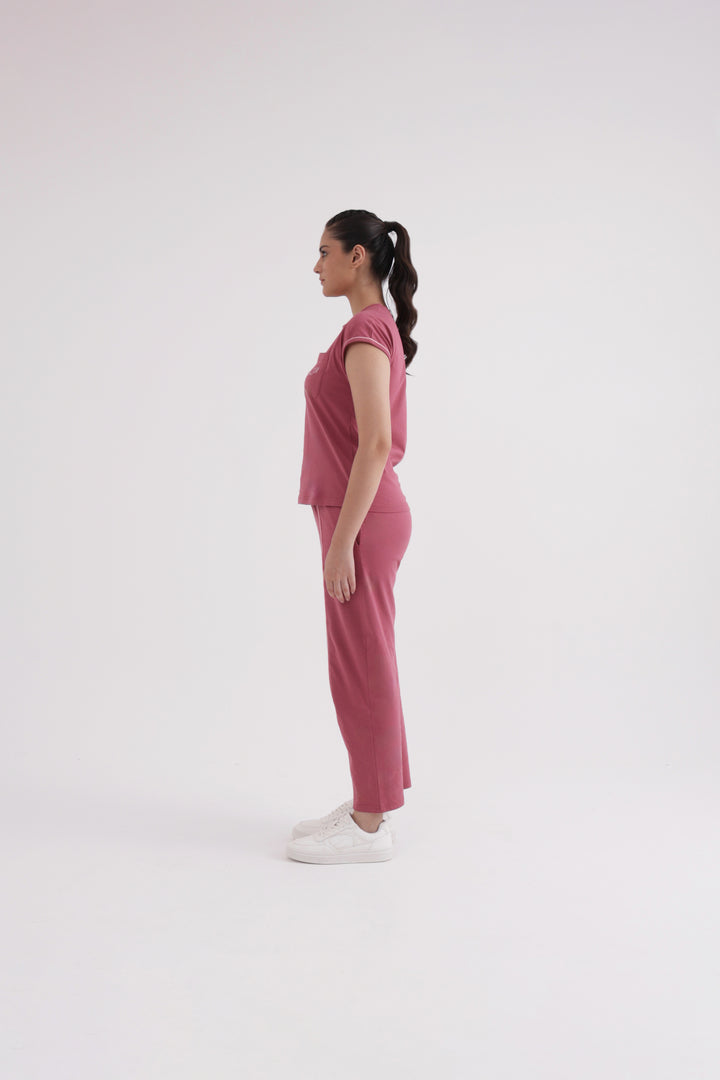 Slumber Jill Everyday Comfort Mauve Wood Cotton Jersey Coord Set