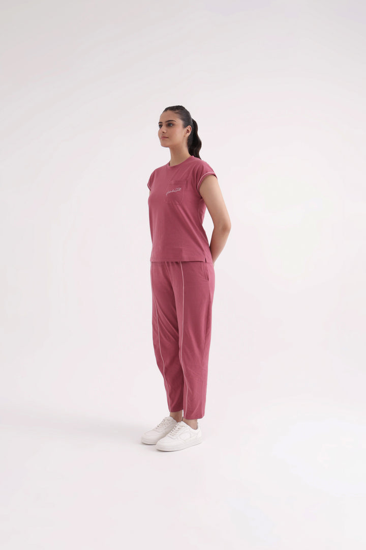 Slumber Jill Everyday Comfort Mauve Wood Cotton Jersey Coord Set