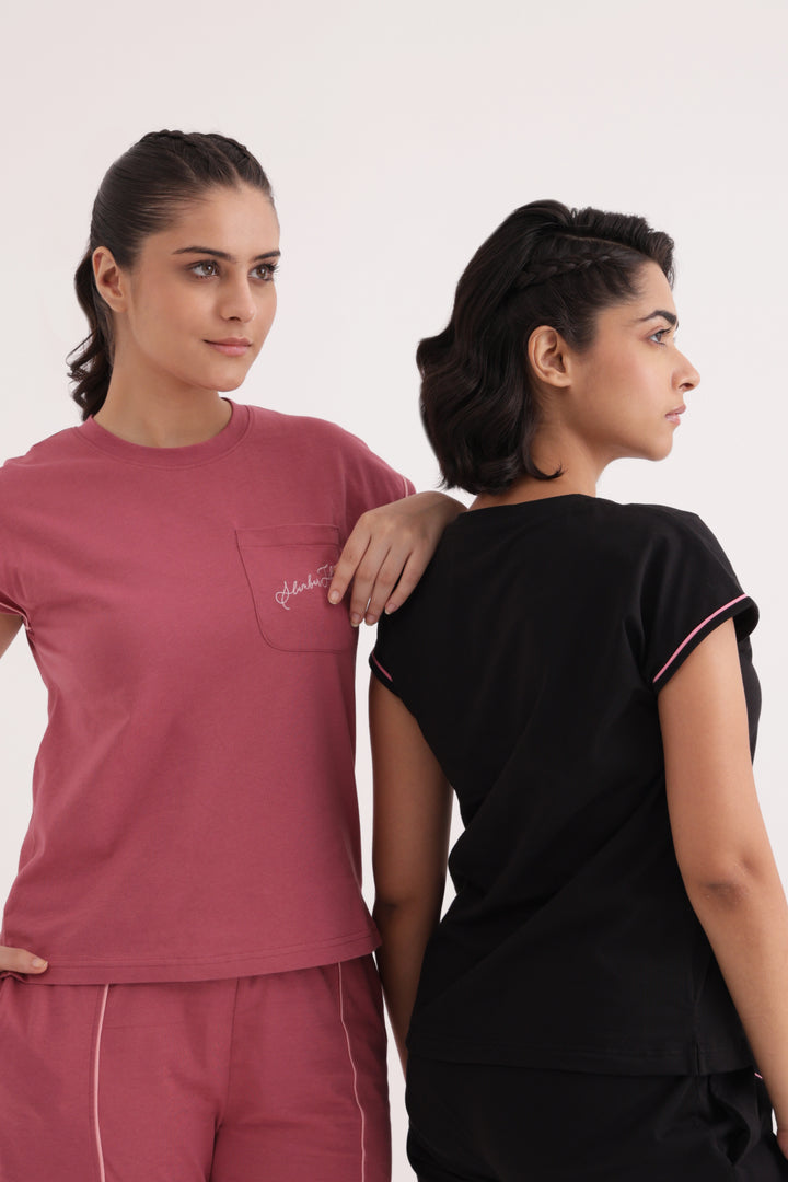 Slumber Jill Everyday Comfort Mauve Wood Cotton Jersey Coord Set