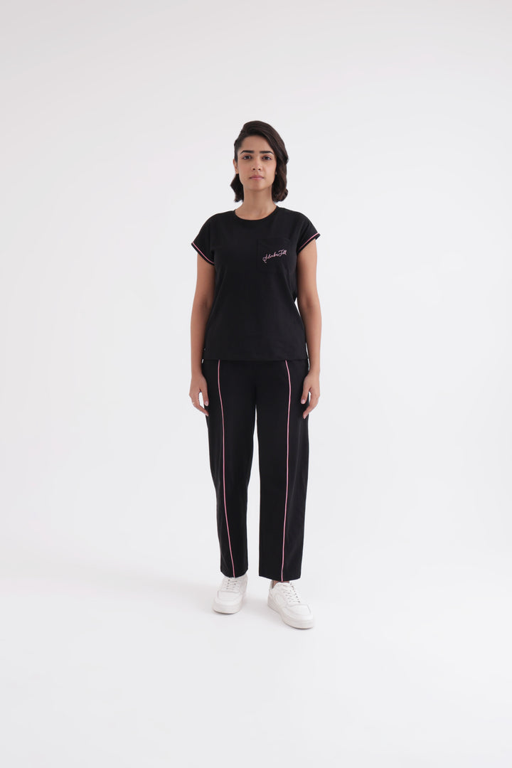 Slumber Jill Everyday Comfort Midnight Black Cotton Jersey Coord Set