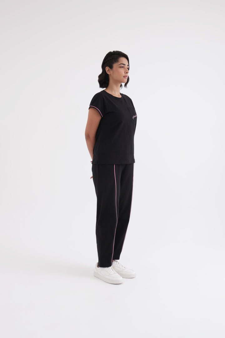 Slumber Jill Everyday Comfort Midnight Black Cotton Jersey Coord Set