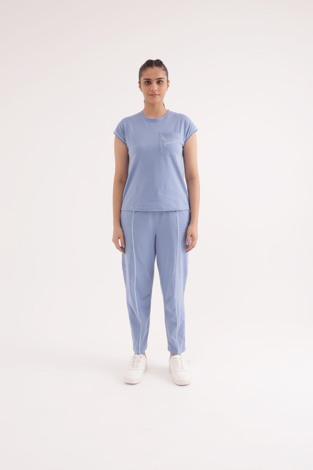 "Slumber Jill Everyday Comfort Forever Blue Cotton Jersey Coord Set"