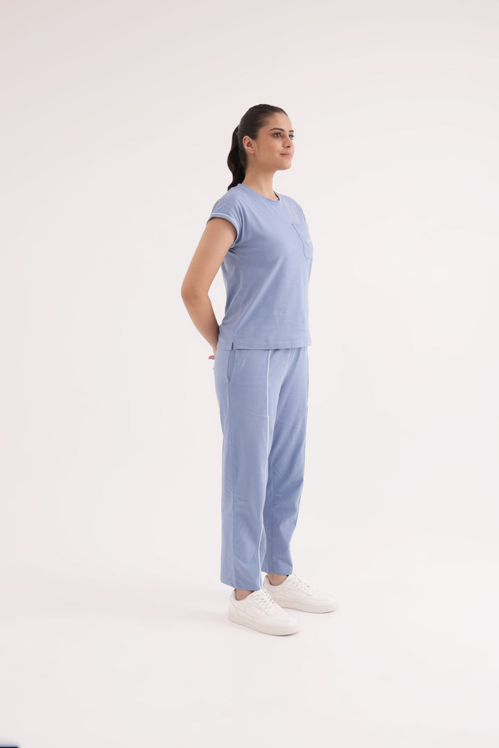 "Slumber Jill Everyday Comfort Forever Blue Cotton Jersey Coord Set"
