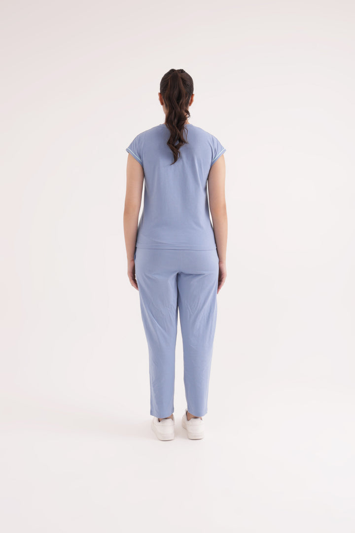 "Slumber Jill Everyday Comfort Forever Blue Cotton Jersey Coord Set"