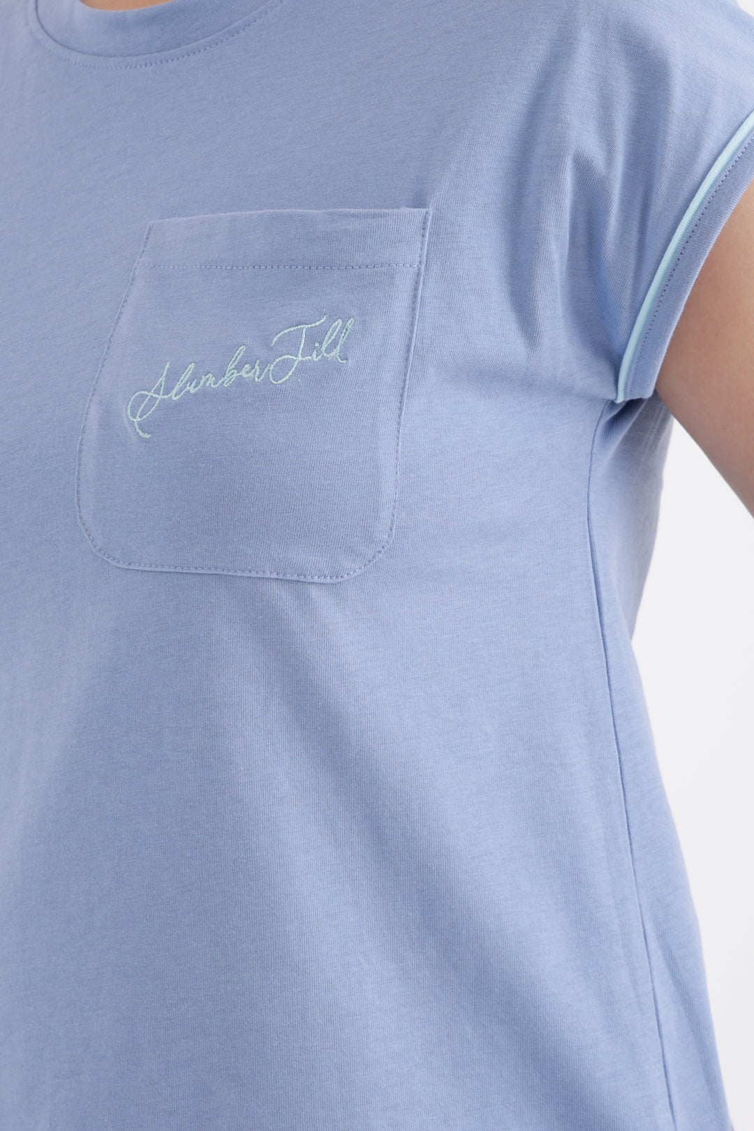 "Slumber Jill Everyday Comfort Forever Blue Cotton Jersey Coord Set"