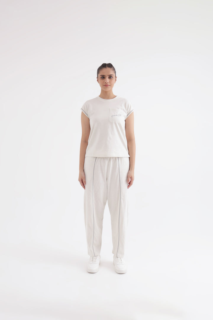 Slumber Jill Everyday Comfort White Onyx Cotton Jersey Coord Set