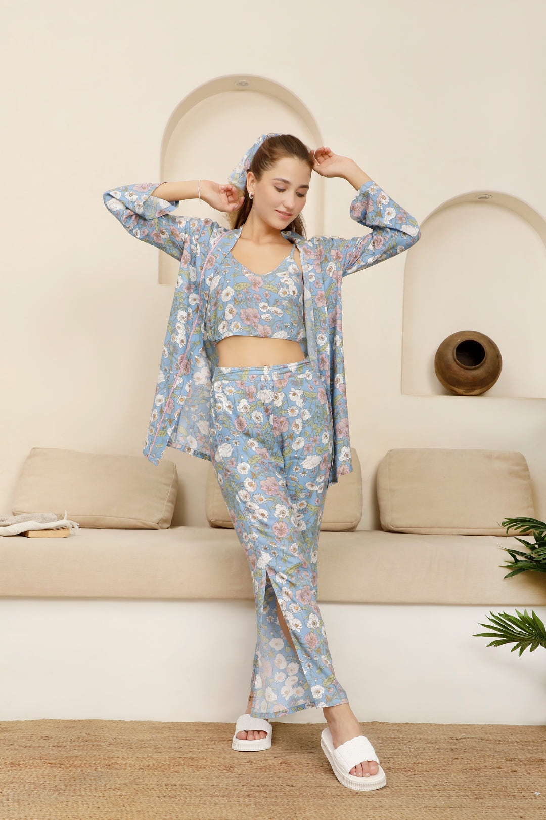 Plush Paradise Jasper blue co ord set for women