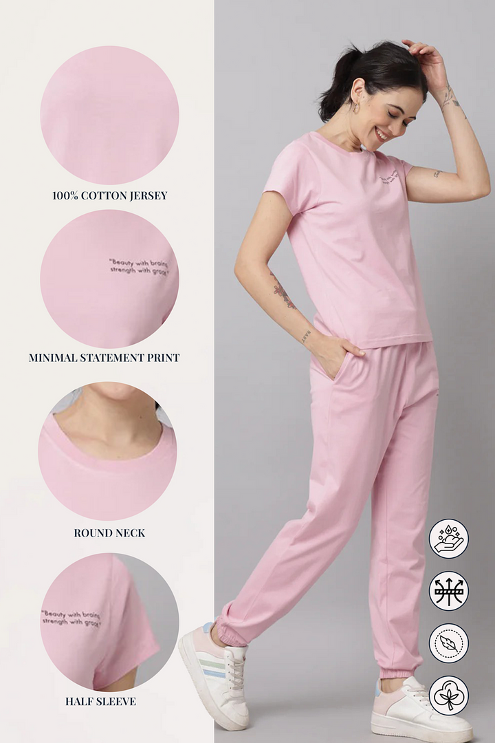Slumber Jill Comfort Essential Cameo Pink Coords Set With Freshon Finish