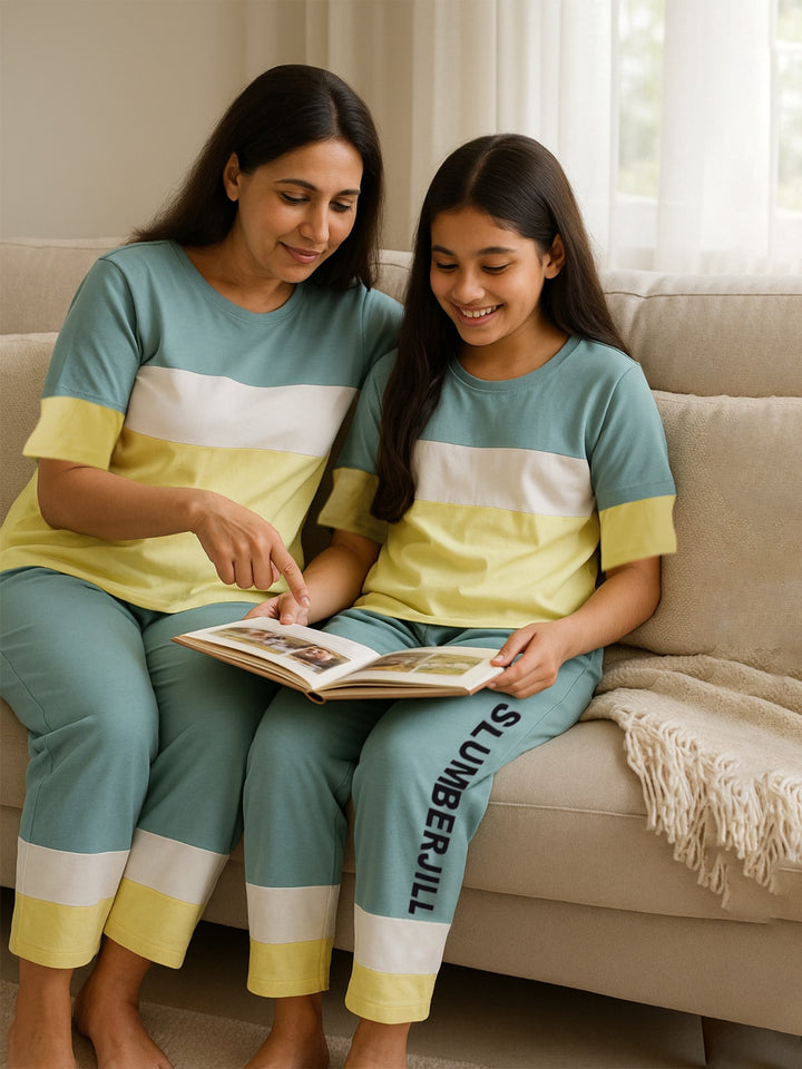 Mom & Me - Lime Lullaby, Slumber Everyday Mom & Kids Cotton Coord Set