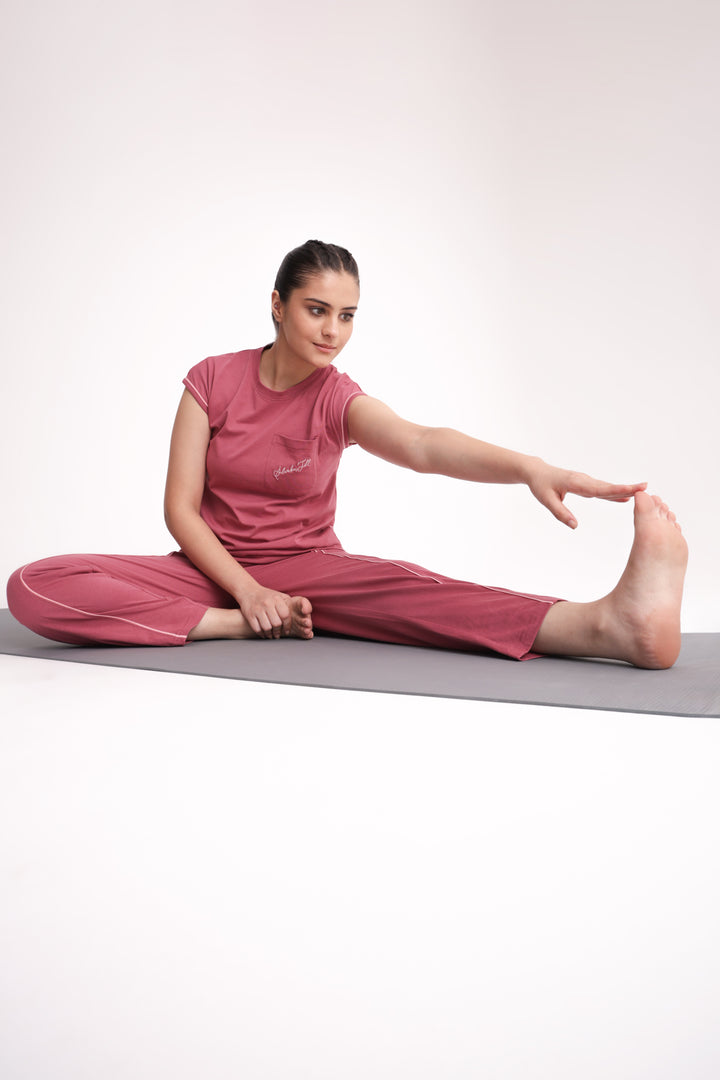 Slumber Jill Everyday Comfort Mauve Wood Cotton Jersey Coord Set