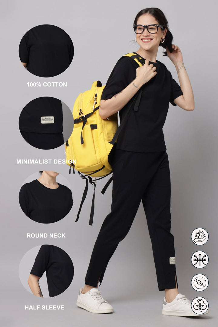 Slumber Jill Premium Black Coords Set With Freshon Finish