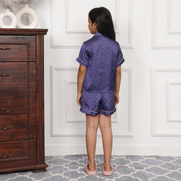 LAVENDER LOVE KIDS COLLARD SHORT SET IN JAPAN SATIN