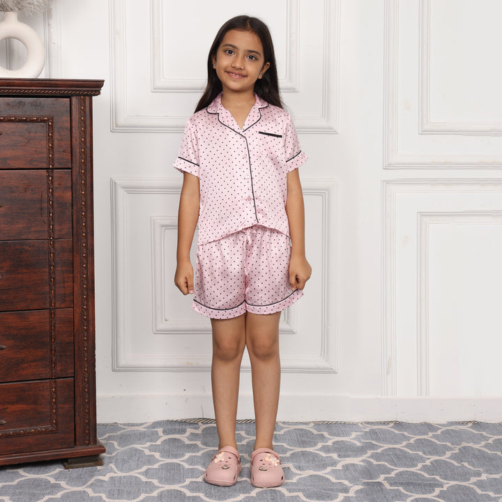 SWEET BLUSH KIDS COLLARD SHORT SET IN JAPAN SATIN