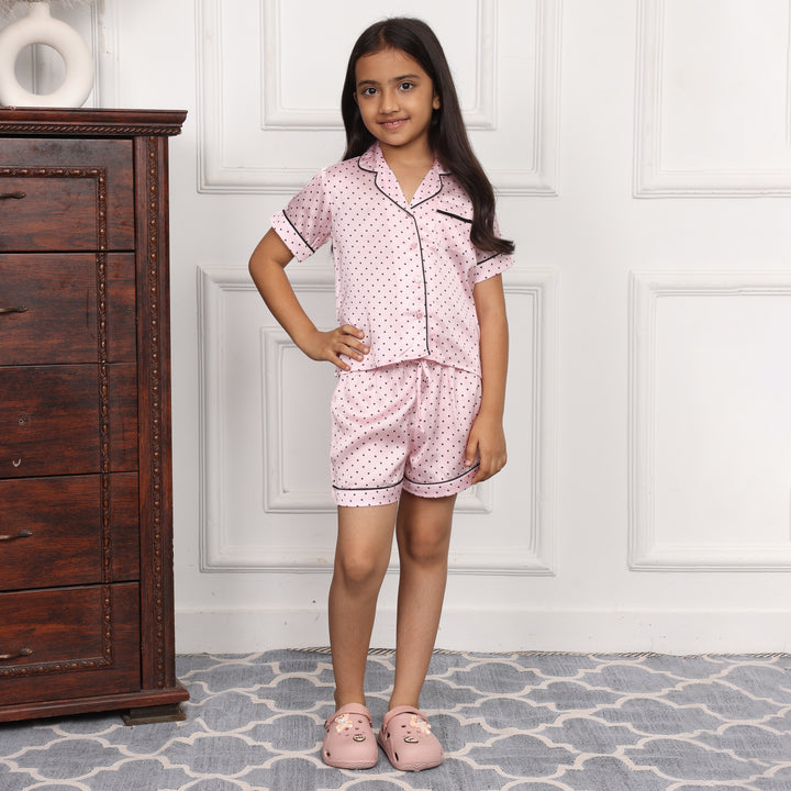 SWEET BLUSH KIDS COLLARD SHORT SET IN JAPAN SATIN