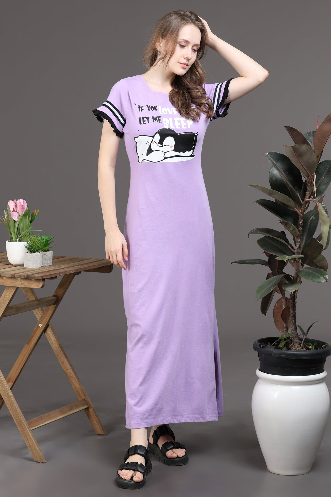 Snooze Style Comfort lavender long nighty dress