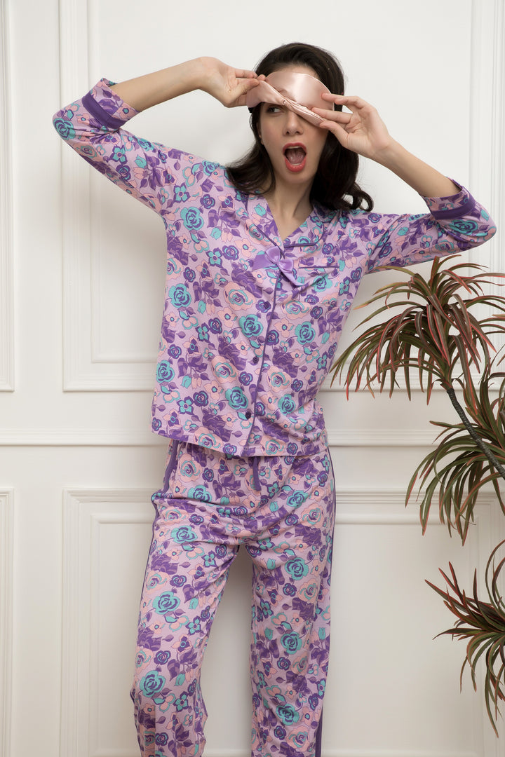 Orchid Bouqet Co-ord Set Made of 100% sustainable viscose in Livaeco