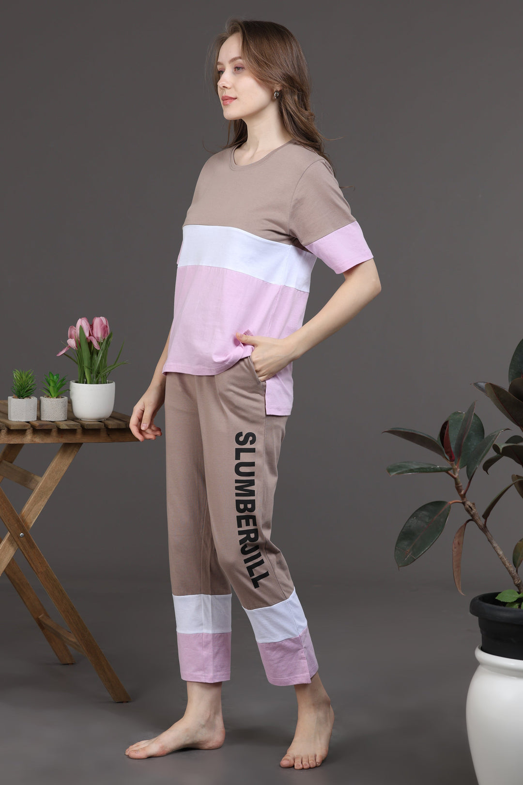 Amber Glow Lounge Cotton Co Ord Set for Women