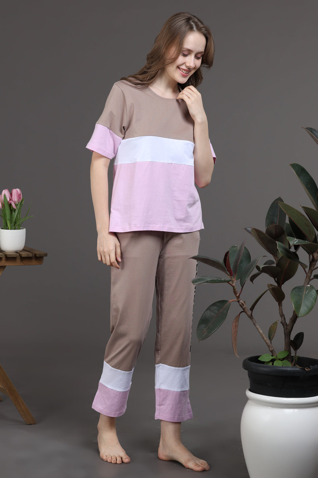 Amber Glow Lounge Cotton Co Ord Set for Women