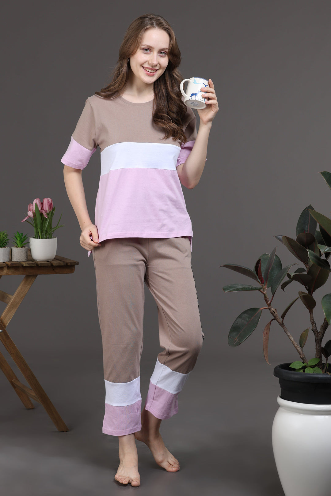 Amber Glow Lounge Cotton Co Ord Set for Women