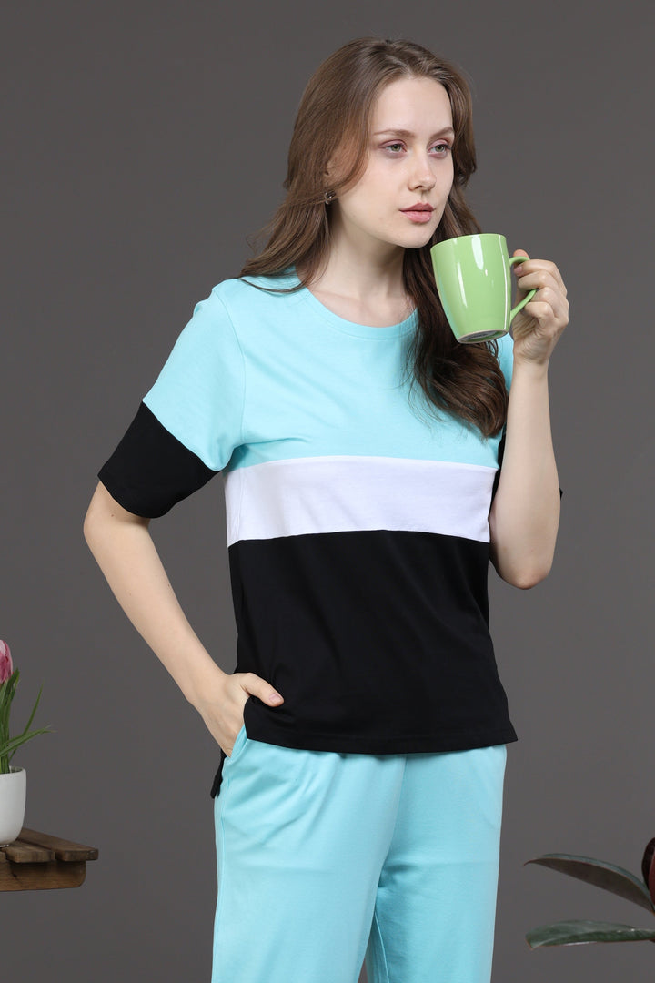 Aqua Cascade Lounge Co Ord Set for Women