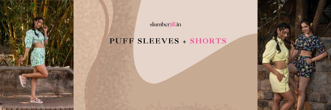 puff sleeve top and short set